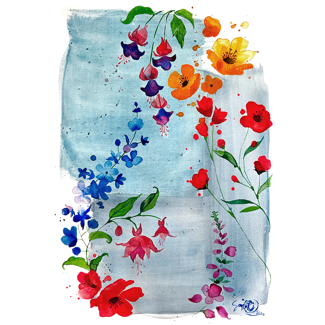 Juliste Kukat kalliolla, 30 cm x 40 cm