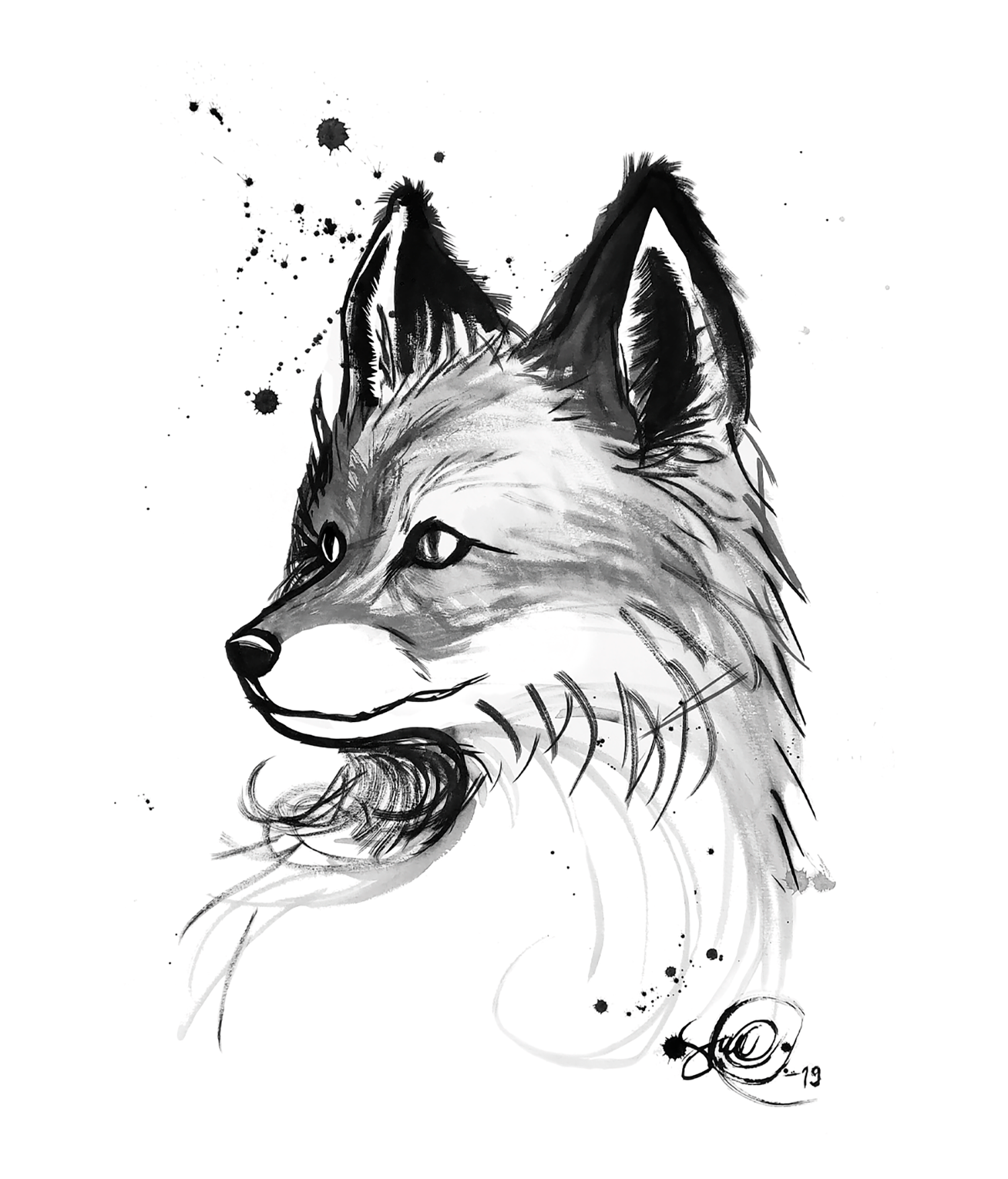 Pullomustemaalaus Kettu, 41cm x 51cm