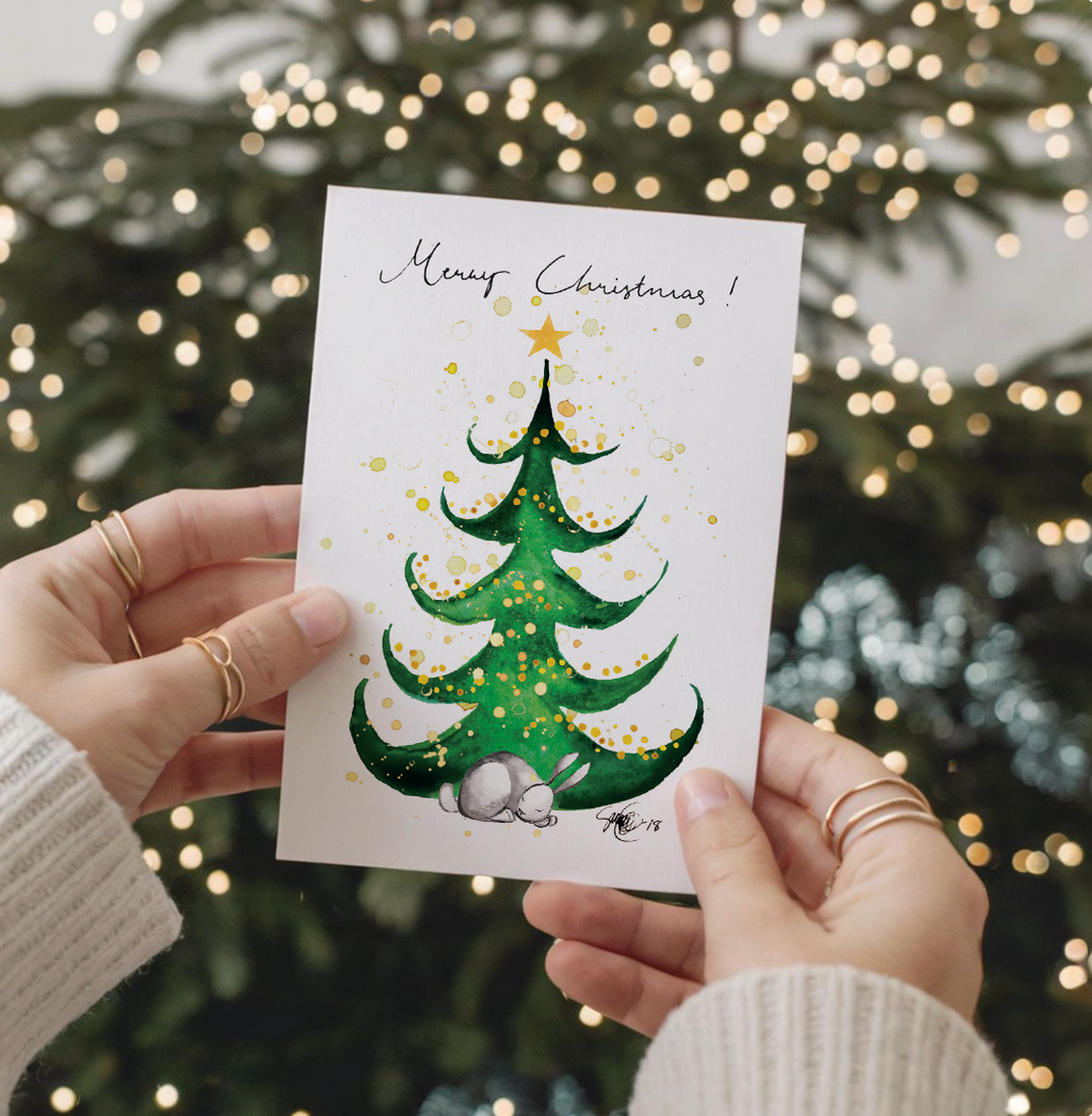 Joulukortti Pupu Kuusen Alla, A6