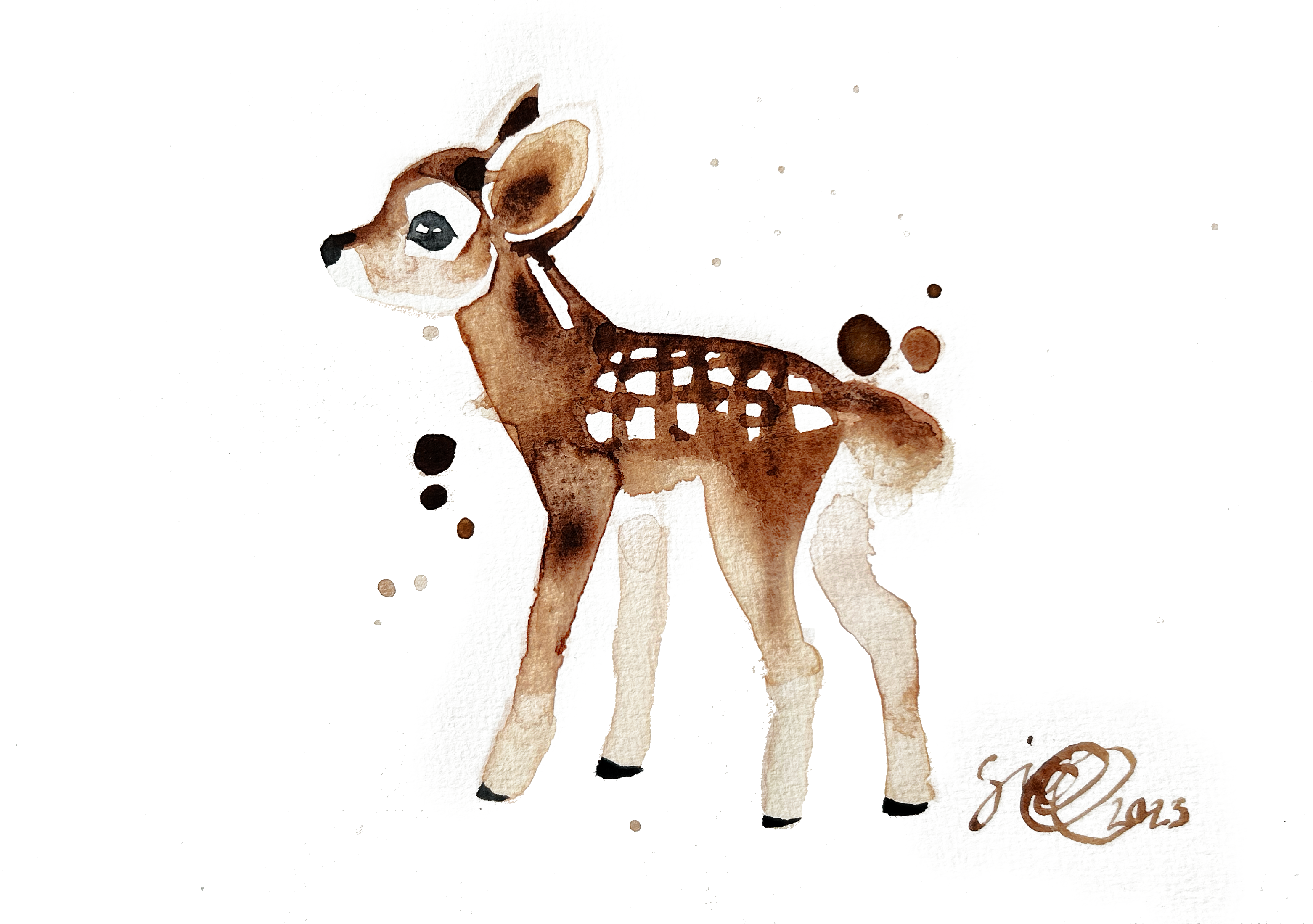 Watercolor painting Bambi, 41cm x 51cm