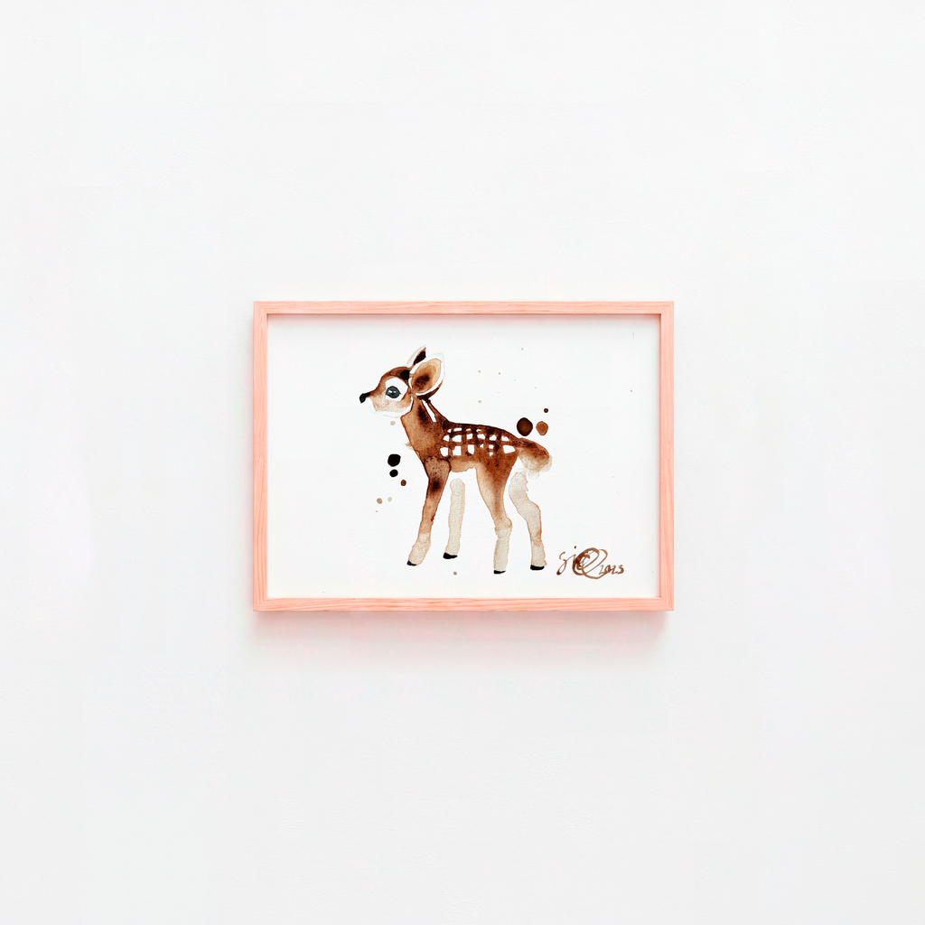 Akvarellimaalaus Bambi, 21 cm x 14,8 cm