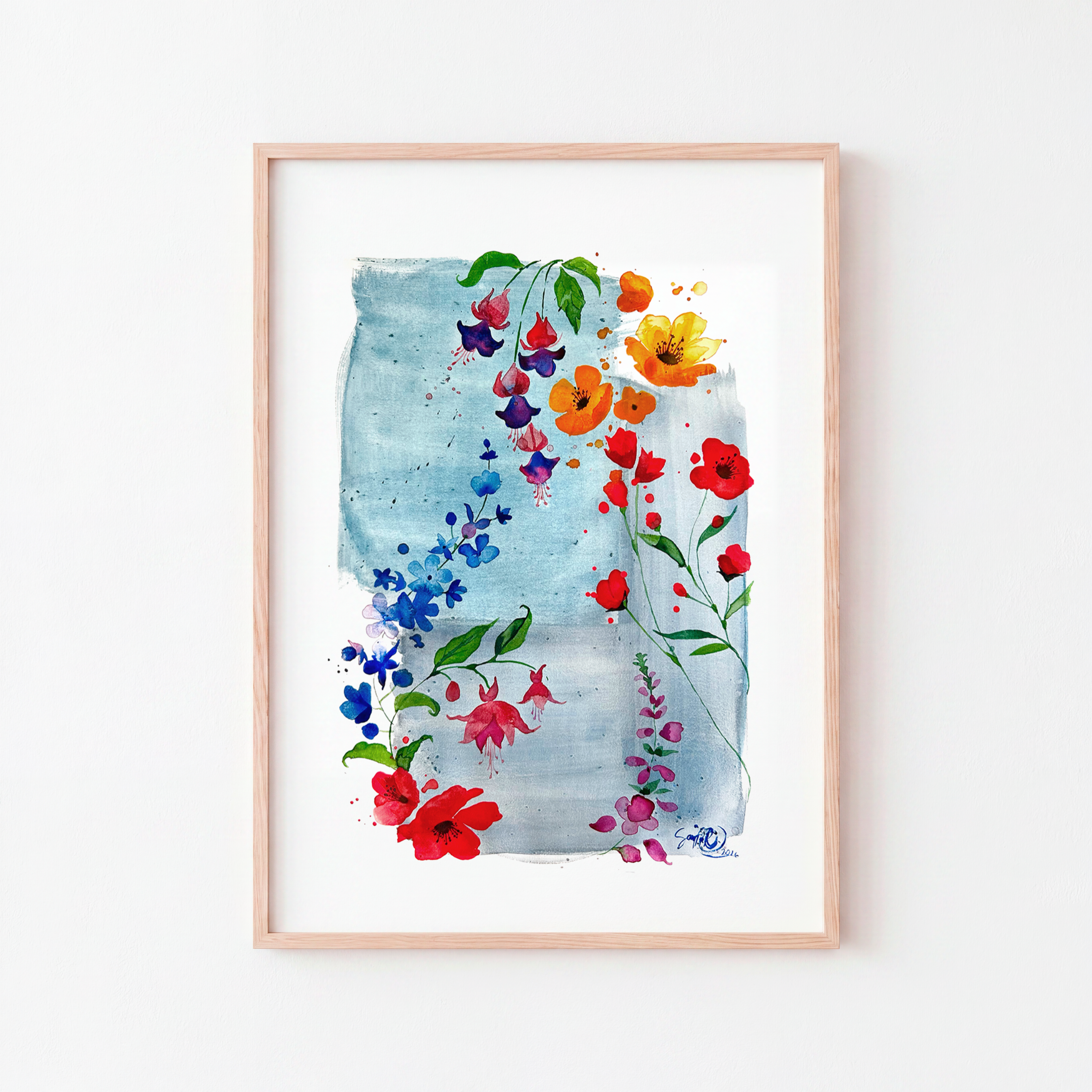 Taidejuliste Kukat kalliolla, 30 cm x 40 cm