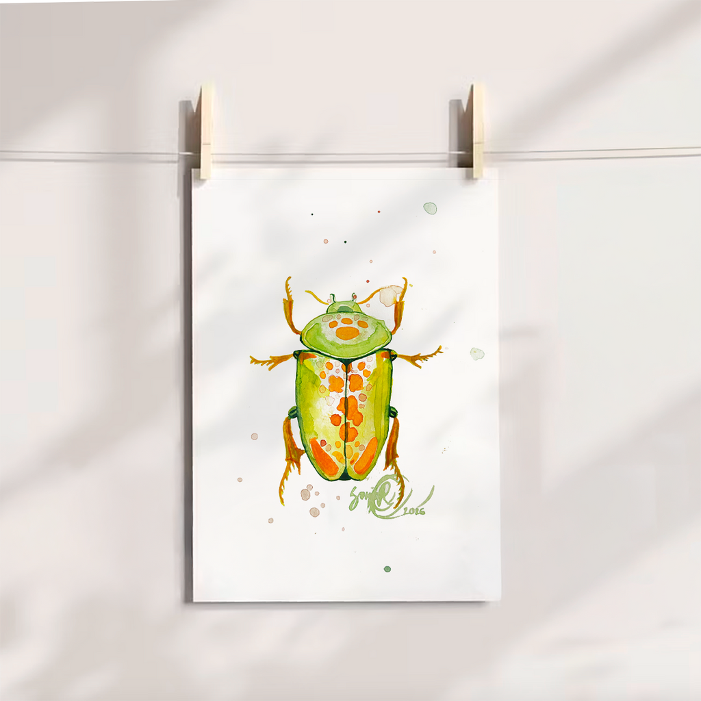Watercolor painting Juice beetle, 15 cm x 20 cm