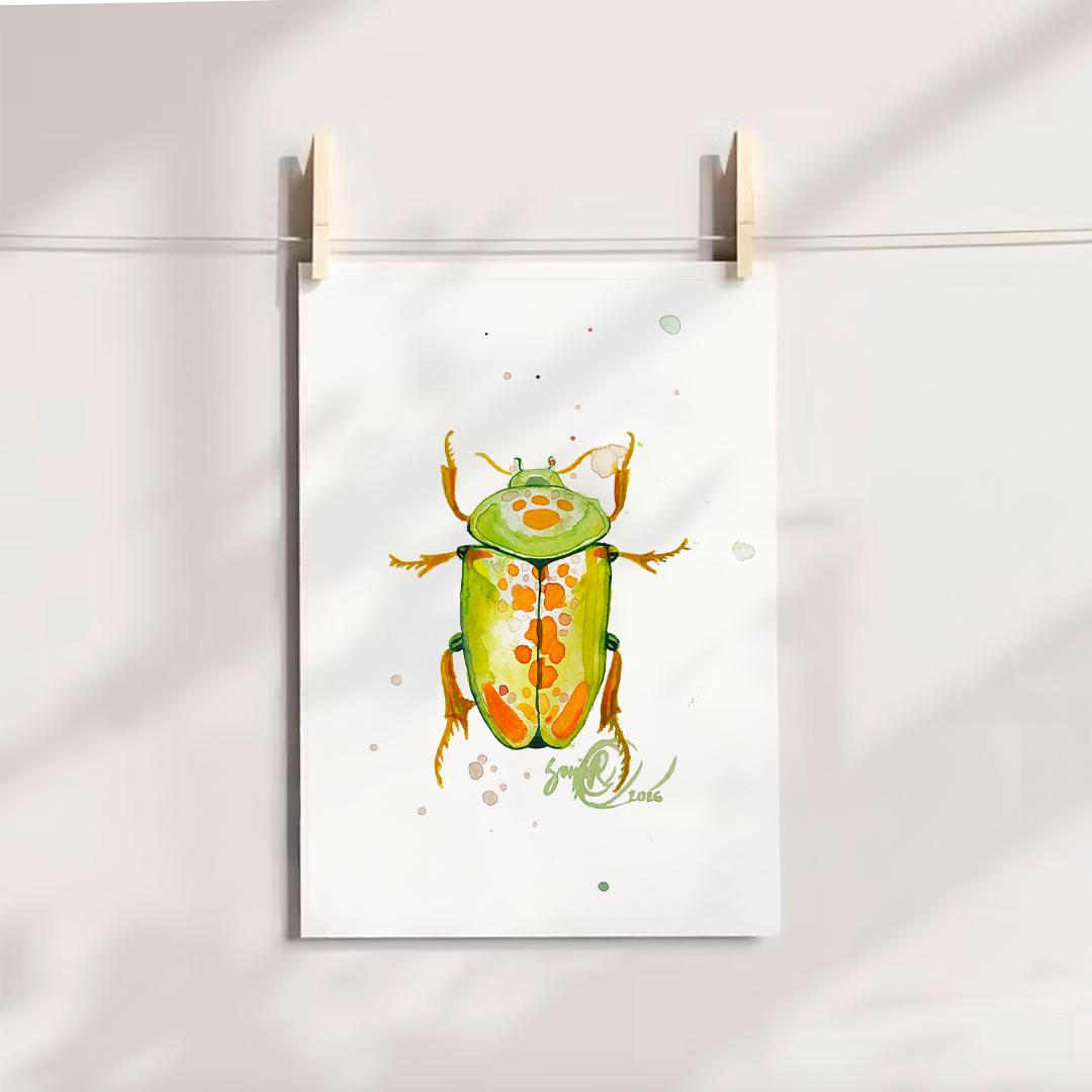 Watercolor painting Juice beetle, 15 cm x 20 cm