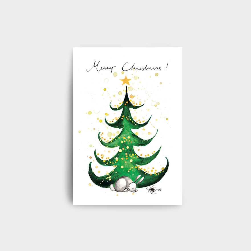 Joulukortti Pupu Kuusen Alla, A6