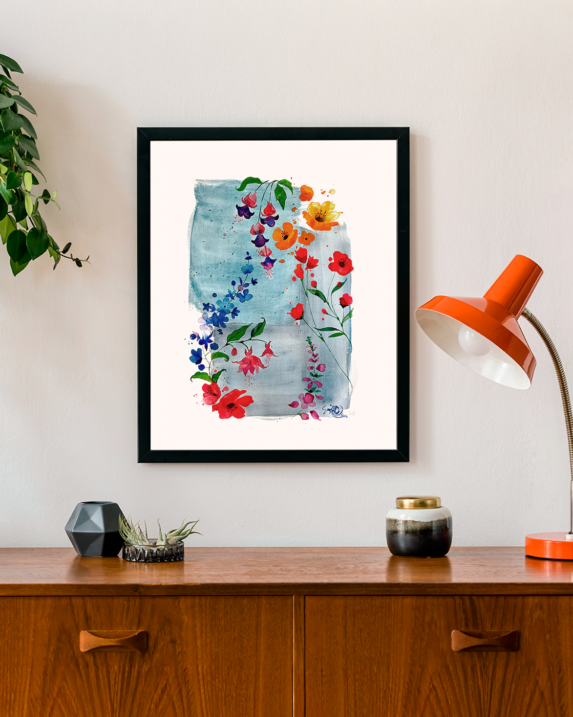 Juliste Kukat kalliolla, 30 cm x 40 cm